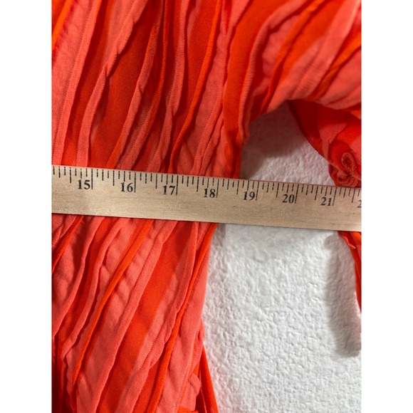 IC by Connie K Cardigan Women S Orange Textured Chevron Tie Open Sleeve - Picture 7 of 9